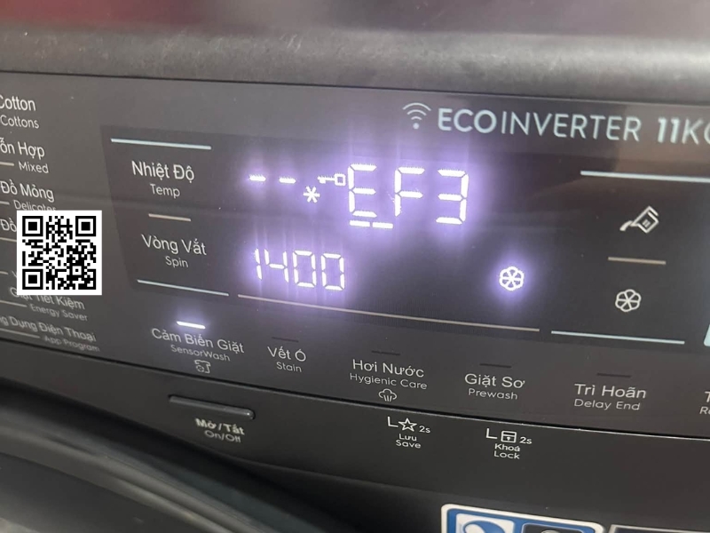 nguyên nhân máy giặt Electrolux báo lỗi Ef3